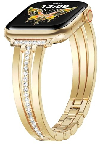 VISOOM Schmuckarmband Kompatibel mit Apple Watch Armband 38/40/41/42mm 42/44/45/46mm Damen, Elegante Schlank Metallarmband für iWatch Series SE 11 10 9 8 7 6 5 4 3 2 1