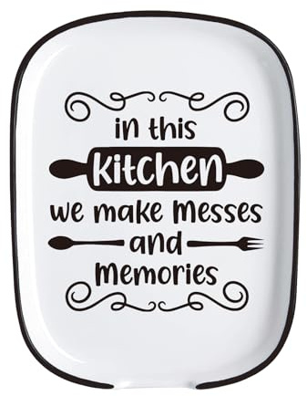 in This Kitchen Ceramic Spoon Rest for Kitchen Stove, Heat Resistant Large Spoon Holder for Kitchen Counter Cooking Utensil Rest for Chef, Dad, Mom, Friend New House Housewarming Farmhouse Gifts
