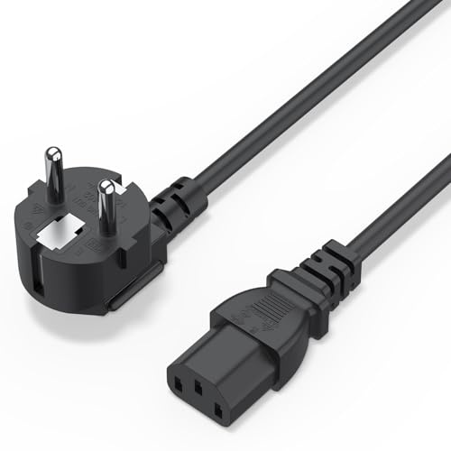 Câble d'alimentation de 1.5M (IEC320C13 à CEE 7/7 Schuko) 6 pi Convient pour PC, Moniteurs, Appareils électroménagers. Cordon d'alimentation,Noir (1.5M)