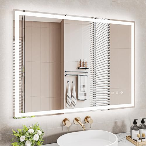 Dripex Miroir Salle de Bain 60x80cm avec éclairage, Miroir Lumieux Mural Dimmable avec 3 Couleurs Lumineuses, Fonction Mémoire, Interrupteur Tactile