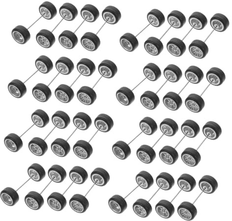 1/64 Modellauto Räder 16 Paar mit Gummireifen aus Kunststoff | Schwarz, Realistische Detailoptik, Abnehmbar zum Austauschen, für Kinder und Sammler