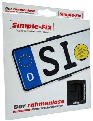 Speed-Buster Kennzeichenhalter 2er-Set | Simple Fix | Nummernschildhalter Rahmenlos | Universal für KFZ Auto PKW Kennzeichen Halter schwarz