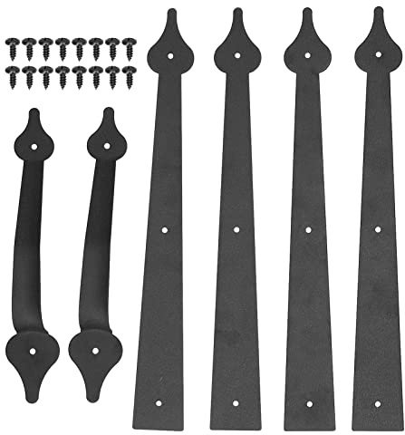 Style Garagentorgriffe und Scharreen Set, matt schwarzer Kohlenstoffstahl, einfach zu installieren, universelle Passform für Tore, Garagen, langlebige Hardware -Kit mit Schrauben