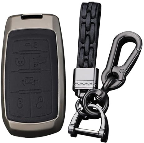 Ysbxitu Smart Autoschlüssel Schutz Keyless Go für Dodge Schlüsselbox keyless go Schutz Passt für Dodge RAM 1500 RAM1500 RAM2500 TRX 2021 2020 - Leder Key Case Cover Shell 6 Tasten-schwarz