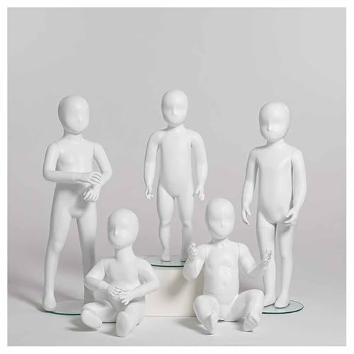 LXHELIVERY Mannequin Enfant Corps Entier, Buste De Couture, Torse De Mannequin Détachable Réaliste pour Enfant Socle en Verre Trempé(95 cm-E)