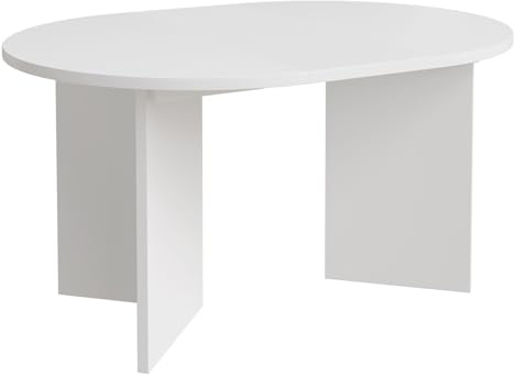 Selsey Ovaler Esstisch Ausziehbar – Runder Esstisch in Weiß, 110–190x110 cm, Laminierte Platte, ABS-Kanten, 2 Verlängerungen, Kugelführung, Selbstmontage
