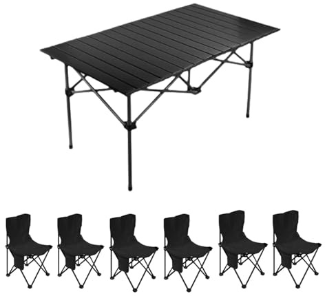 Tragbares Campingtisch und Stuhl-Set aus Karbonstahl, leicht, faltbar, Outdoor-Picknicktisch für Camping, Wandern, Heckklappe und Reisen, vielseitig einsetzbar