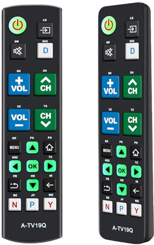 Universal Big Button TV Fernbedienung mit Glow-in-the-Dark-Tasten für Senioren - Große beleuchtete Tasten Fernbedienung für Senioren, kompatibel mit Samsung, LG, Panasonic, Sony, Sharp, TCL, JVC TVs