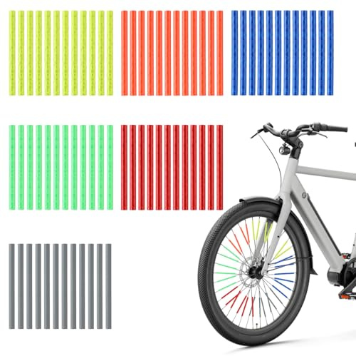 Piaeny Lot de 72 Réflecteurs de Rayons de Vélo, Réflecteurs de Rayons 360° Colorés, Clips Réfléchissants Faciles à Installer Pour Accessoires de Vélo