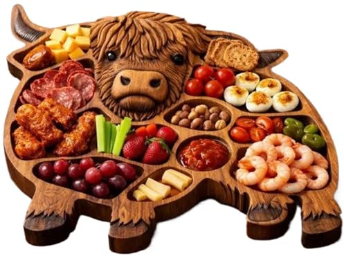 Plato de queso de madera – Tabla de servir con forma de, exhibición con diseño rústico, tabla de queso con para cena, fiesta, vacaciones, picnic, al aire libre, reunión familiar, despedida de