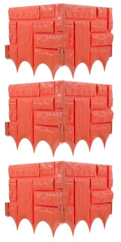 HOMSFOU Clôture de Jardin en Plastique Imitation Pierre, Lot de 6 Pièces Brique Rouge, Bordure Paysagère pour Pelouse et Parterres de Fleurs, Protecteur de Plantes pour Balcon et Jardin