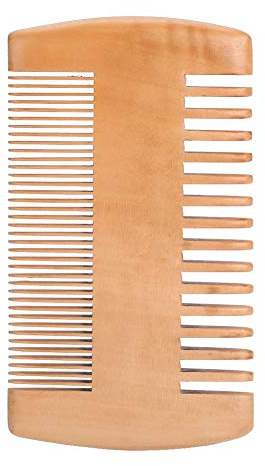 Bartkamm aus Holz Antistatisch Doppelseitig Feine und Grobe Zähne für Bartpflege und Styling Männer Naturholz 10 x 5.5 cm