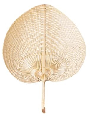 Ventaglio di paglia fatto a mano da 2 pezzi, foglia palma intrecciata a, ventaglio a forma cuore, raffreddamento estivo Per L'Estate