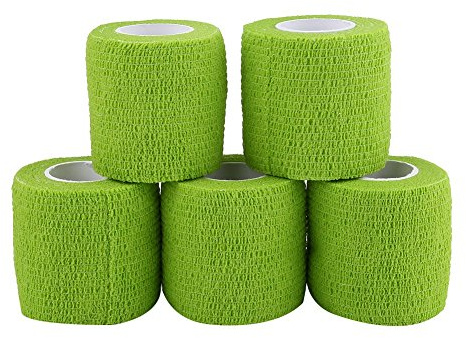 5 Rollen/Set selbstklebendes Bandageband, wasserdicht, haftende Stick-Bandage, selbsthaftende Rolle, Stretch-Tape für Knöchelverstauchungen und Schwellungen (grün)