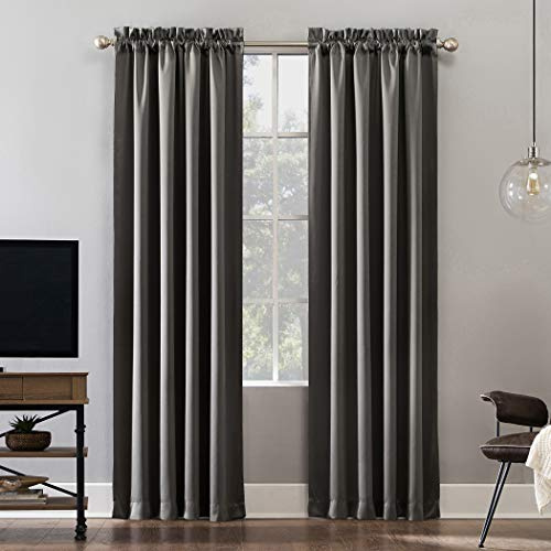 Sun Zero Oslo Theater Grade Extreme Total Blackout Rod Pocket Curtain Panel, 52 x 84, Gray