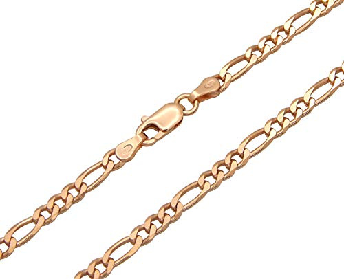 Kauf-mich-weg Figarokette 925 Sterling Silber rose vergoldet 3,5mm breit 50cm lang Silberkette Halskette rosé Kette Damen