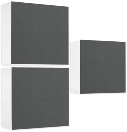 platino24 Schallabsorber 3 Regal-Einsätze passend für IKEA Kallax & Expedit I 3 Elemente 33 x 33 x 10 cm I Basotect ® G+ Akustikpaneel I Schalldämmung Wand & Regal I Granitgrau