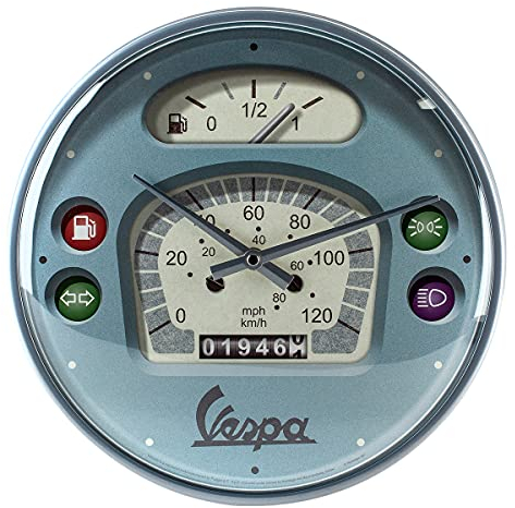 Nostalgic-Art Retro Wanduhr, Ø 31 cm, Vespa – Tacho – Geschenk-Idee für Roller-Fans, Original Lizenzprodukt (OLP), Große Küchenuhr, Vintage Design