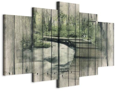 B&D XXL - Tableau Acoustique Paysage 100x50 cm 5 Parties - Décoration Murale Anti-Bruit Isolation Phonique Bureau Chambre Panneau Insonorisant Impression sur Toile - Nature Paysage c-C-0054-b-p