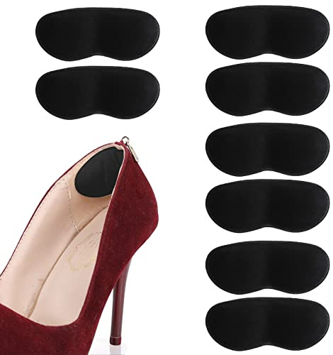 Molain 4 Paar Schuh-Grip-Auskleidung, Fersenkissen, selbstklebende Fersenkissen-Einsätze für lose und zu große Schuhe, Komfort-Einlegesohlenfüller, verhindert Rutschen, Reiben, Blasen (schwarz)