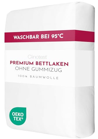 Clinotest 305x305 cm Bettlaken ohne Gummizug, Premium Flachbettlaken, Soft & Atmungsaktiv, 100% Baumwolle, Kochfest, Hotelqualität, Anti-Schrumpfung & Farbintensität, Pflegeleicht.