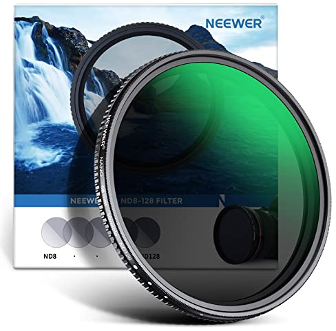 NEEWER 58mm Variable ND Filter ND8-ND128 (3-7 Stop) No X Cross Variabel Graufilter Ultra Slim Optisches HD Glas mit 30 Multi Layer Nano Beschichtungen Wasserdicht