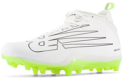 New Balance Men's Rush V4 Mid Lacrosse Shoe, White/White/Hi-lite, 8.5 UK