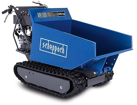 Scheppach DP6600 Dumper à chaîne à Essence - Charge maximale : 500 kg - Moteur à Essence 4 Temps avec 8 CV et 270 cm³ - 3 Vitesses Avant/1 Marche arrière - Benne basculante motorisée