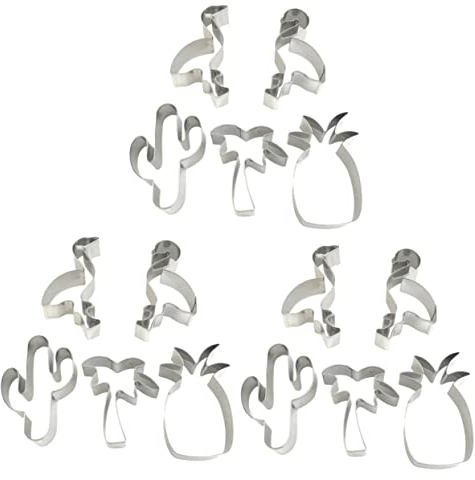 BESTonZON Reisstrohbesen 15 Stk Tonformen Kuchenform Schneidematte Ananasschneider Keksformen Kaktus-ausstechformen Werkzeug Metall Blumentasche