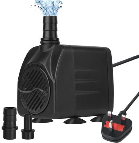 Submersible Water Pumps 8W 450L/H Ultra-Quiet Small Aquarium Water Pumps Pond Fountains Feature Pump for Fish Tank Garden Hydroponic 2M Power Cord 2 Nozzles