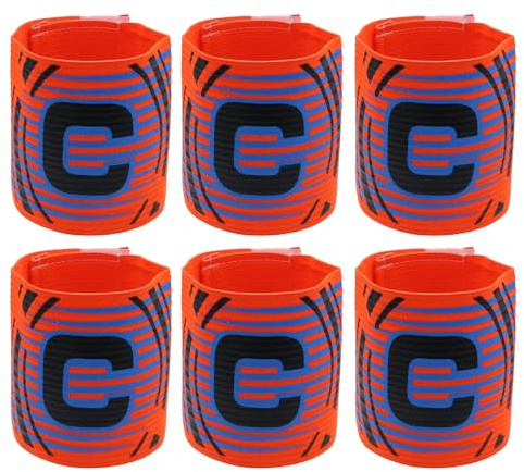 Hosifiy 6Pcs Fußball Kapitänsbinde, Orange Elastische Fußball Kapitän Armbänder Einstellbar Fußball Kapitänsbinde Sport C Kapitän Arm Band für Jugendliche und Erwachsene