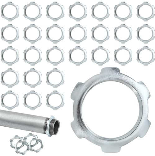 Yaocom 50 Pcs Electrical Conduit Lock Nut Rigid Lock Nut Galvanized Steel Sealing Electrical Conduits Fittings for Rigid IMC Chemical Pipelines and Industry, Silver (1/2 Inch)