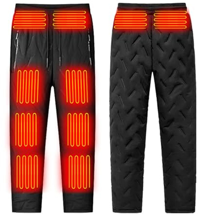 TOVCHEI Électrique Pantalon Chauffant pour Hommes Femmes, Coupe-Vent Étanche Ski Pantalon Thermique en Plein Air Pantalons avec Fermeture Éclair Poche,Noir,L