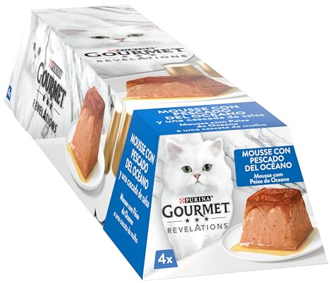 Purina Gourmet Revelations Mousse mit Sauce, Nassfutter für Katzen mit Meeresfisch, 6 Packungen mit 4 Pyramiden à 57 g, 24 Pyramiden