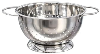 Buckingham Stainless Steel Hemispheric Colander Strainer for Rice Pasta Spaghetti Noodles Vegetables Fruits Cooking and Kitchen Use (1.5 L / 18 cm)