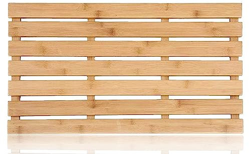 LeGDOr KHAPALWAK Caillebotis de Salle de Bain en Bambou, Tapis de Douche, Tapis de Bain rectangulaire en Bois, caillebotis antidérapant