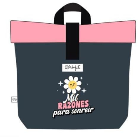 Mr. Wonderful - Mochila Porta Alimentos Wonder Margarita - Mil Razones para sonreír - Mochila Porta Alimentos Térmica - Ajustable en el Interior - Bolsa Térmica Portátil - Relizada en rPET