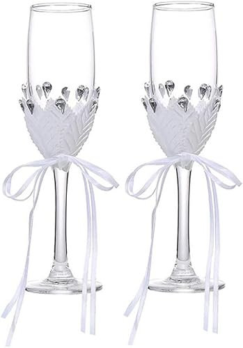 Romantic LOVE Ensemble De 2 Verres À Vin Coupe À Champagne 7 Oz Flûtes À Champagne Pour Les Mariés Pour Griller Des Cadeaux De Mariage Cadeaux De Couples (Blanc D)