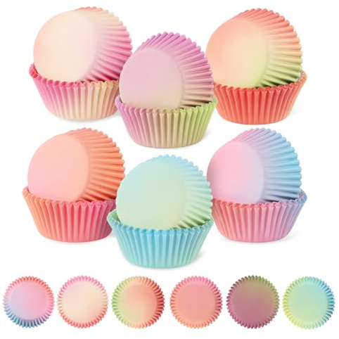 LWMTT 300 Pezzi Pirottini per Muffin Carta Pirottini per Confetti Dimensioni Normativo Pirottini Muffin Colori Arcobaleno Pirottini Cupcake per Pasticceria, Dessert, Feste, Compleanni e Matrimoni