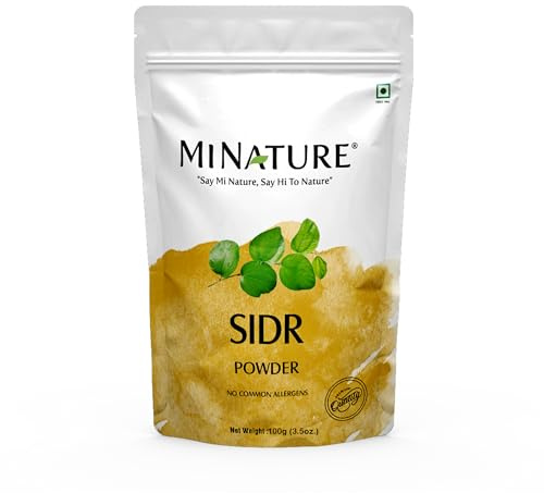 Mi Nature Fresh Sidr Leaves Powder 100 g | Herbe nettoyante et revitalisante pour cheveux | Nettoyant traditionnel à base de plantes | Source de mucilages