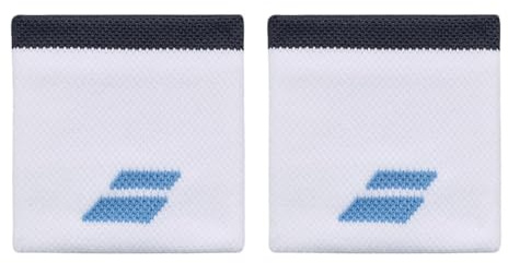 Babolat, Jumbo-Logo-Handgelenkband aus Frottee, Einheitsgröße, Farbe Weiß/Schwarz, Schnelle Schweißaufnahme, Breite 10,5 cm, Handgelenkband für Gymnastik, Tennis, Badminton, Padel.