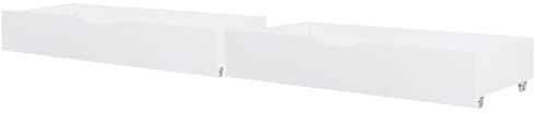 Beliani Bettschublade auf Rollen 2er Set Kiefernholz weiß 99 x 47 cm Cronat