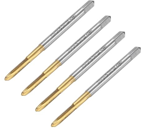 QUARKZMAN 4 Stück Maschine Gewindebohrer Spitze M2,5 x 0,45 Metrisch Spitzengewindeschneider HSS6542 Universelle und Hochwertige Gewindebohrer Titanbeschichtete Oberfläche | Spitzengewindeschneider HSS6542 Universelle und Hochwertige Gewindebohrer Titanbeschichtete Oberfläche