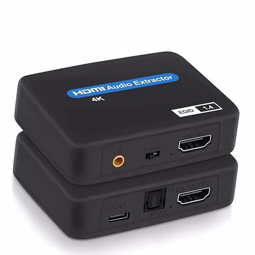 DUOBAGMA HDMI-ljudextraktor, 4K optisk splitter, 3,5 mm optisk Toslink SPDIF audio omvandlare adapter för Fire Stick, Xbox, PS5 PS4
