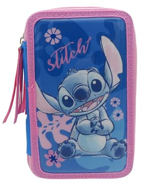 CYPBRANDS Stitch, Plumier de 3 pisos, Material Escolar, Estuche, Multicolor, Producto Oficial