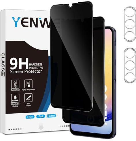 Yenwen Sichtschutzfolie für Samsung Galaxy A25 5G für Panzerglas, 2 Stück Sichtschutz und 2 Stück Kameraschutz, 9H Härte Privacy Schutzfolie Folie Anti Spy Blickschutzfolie