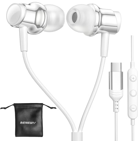 Casque USB C pour Samsung S25 S24 S23 FE S22 Ultra A16 A55 A54 Écouteurs filaires magnétiques de Type C avec Microphone contrôle du Volume stéréo Suppression du Bruit pour iPhone 16 15 Pro Max Plus
