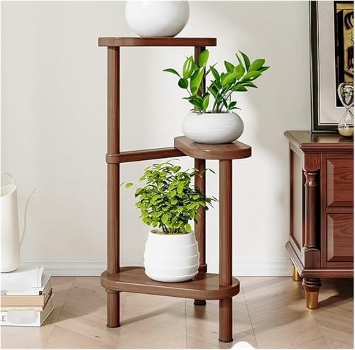 Portapiante Portafiori Scaffale per Piante in Legno Portapiante per Interni Ed Esterni Supporti per Piante Scaffale per Piante A 3 Livelli Portapiante Ad Angolo Alto Portafiori P, Bruin, 31 * 75cm