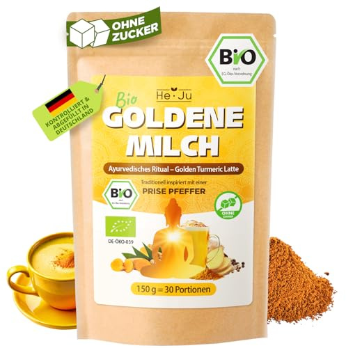 He-Ju Bio Goldene Milch Classic 150g (30 Port.) Kurkuma Latte mit Pfeffer, vegan