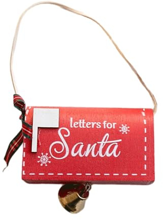 MHADBKH Boîte aux lettres en bois à suspendre - Décoration d'arbre de Noël pour cheminée, porte, entrée, fenêtre, mur, festival